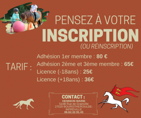 LES INSCRIPTIONS ET RÉINSCRIPTIONS SONT OUVERTES ! TARIFS EN BAISSE / ! 